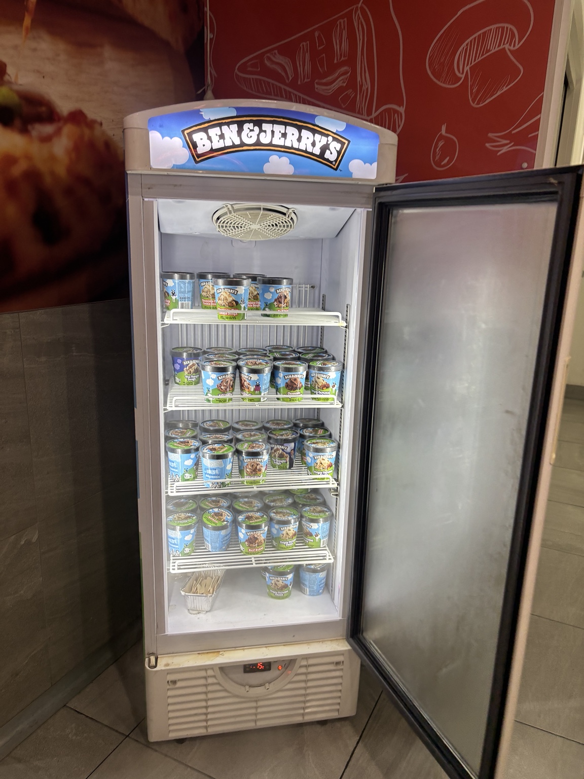 Ben and Jerry's ice cream display freezer