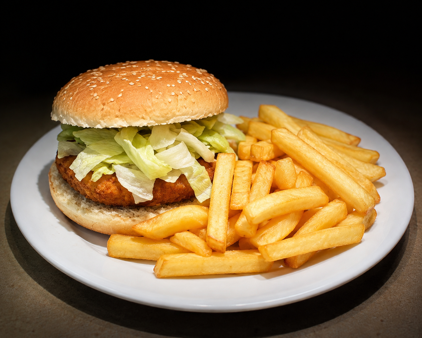 Newlands Chicken Burger with chips