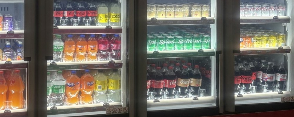 Selection of chilled 600 mL soft drinks