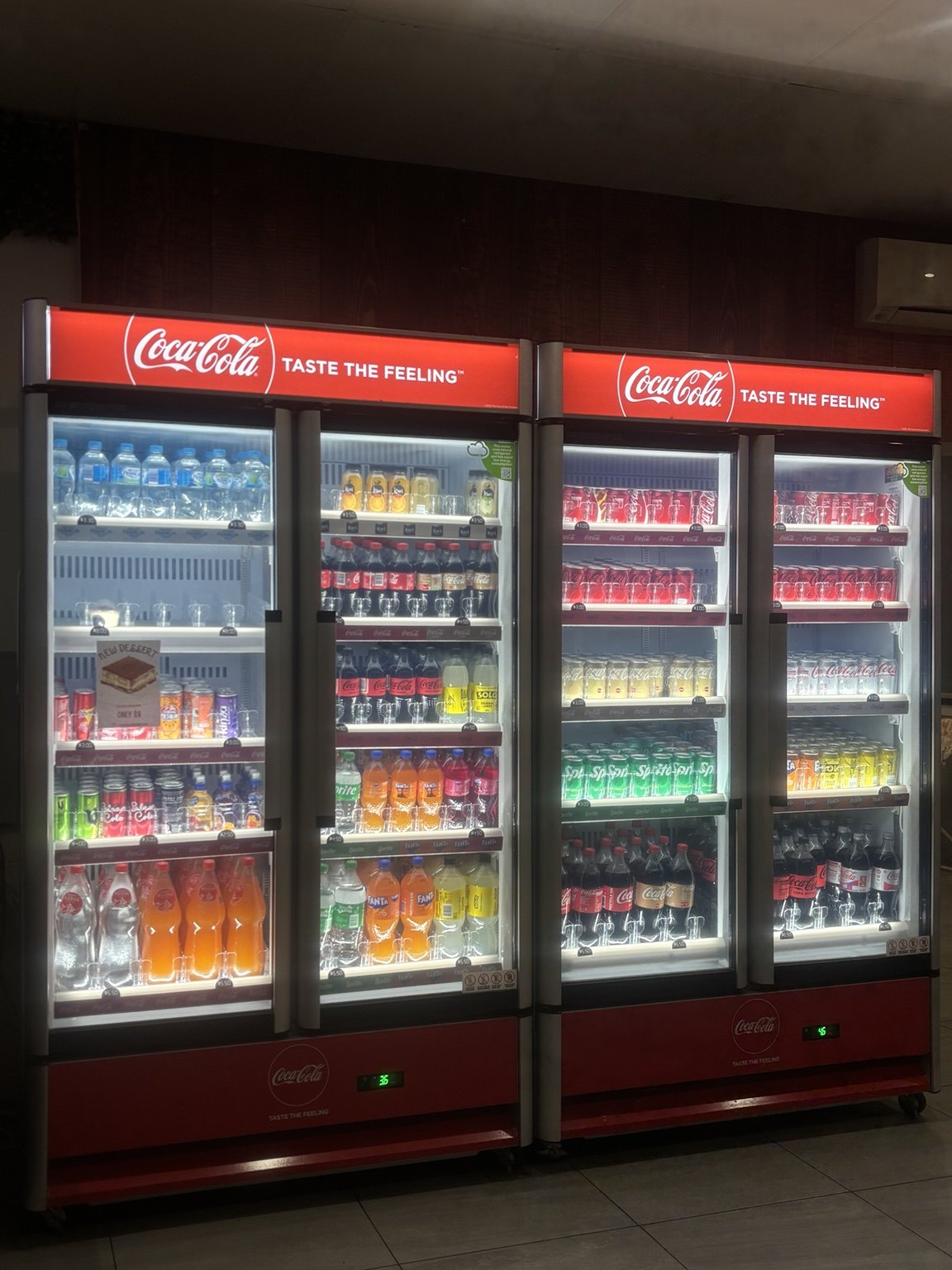 Cold drinks fridges at Newlands Pizza